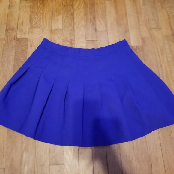 Vintage Blue Pleated School Girl Skater Mini Skirt - Picture 1 of 10